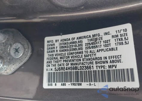 2011 Honda Cr-V Ex z USA, uszkodzony, nr VIN 5J6RE4H59BL023661